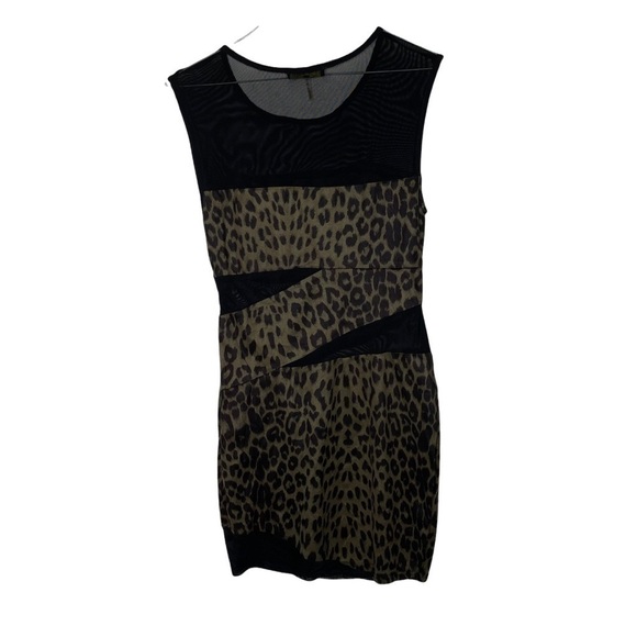 Depri Sexy Bodycon Animal Print Leopard Dress Mesh Panels Size Medium - Picture 7 of 7